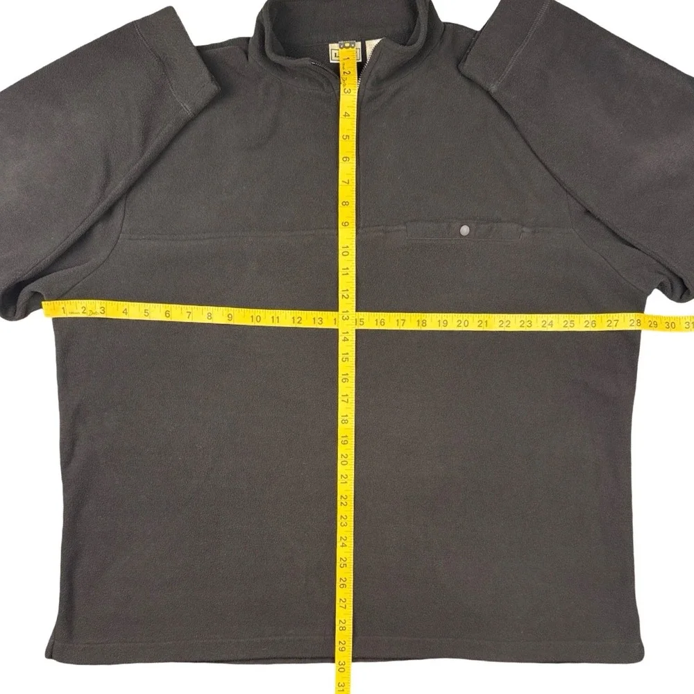 LL Bean Mens XXL Black‎ Fleece Pullover Quarter Zip Jacket Outdoor